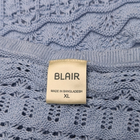 Blair Blue Cottagecore Coquette  Crochet Short Sleeves Spring Cardigan XL - Picture 5 of 6